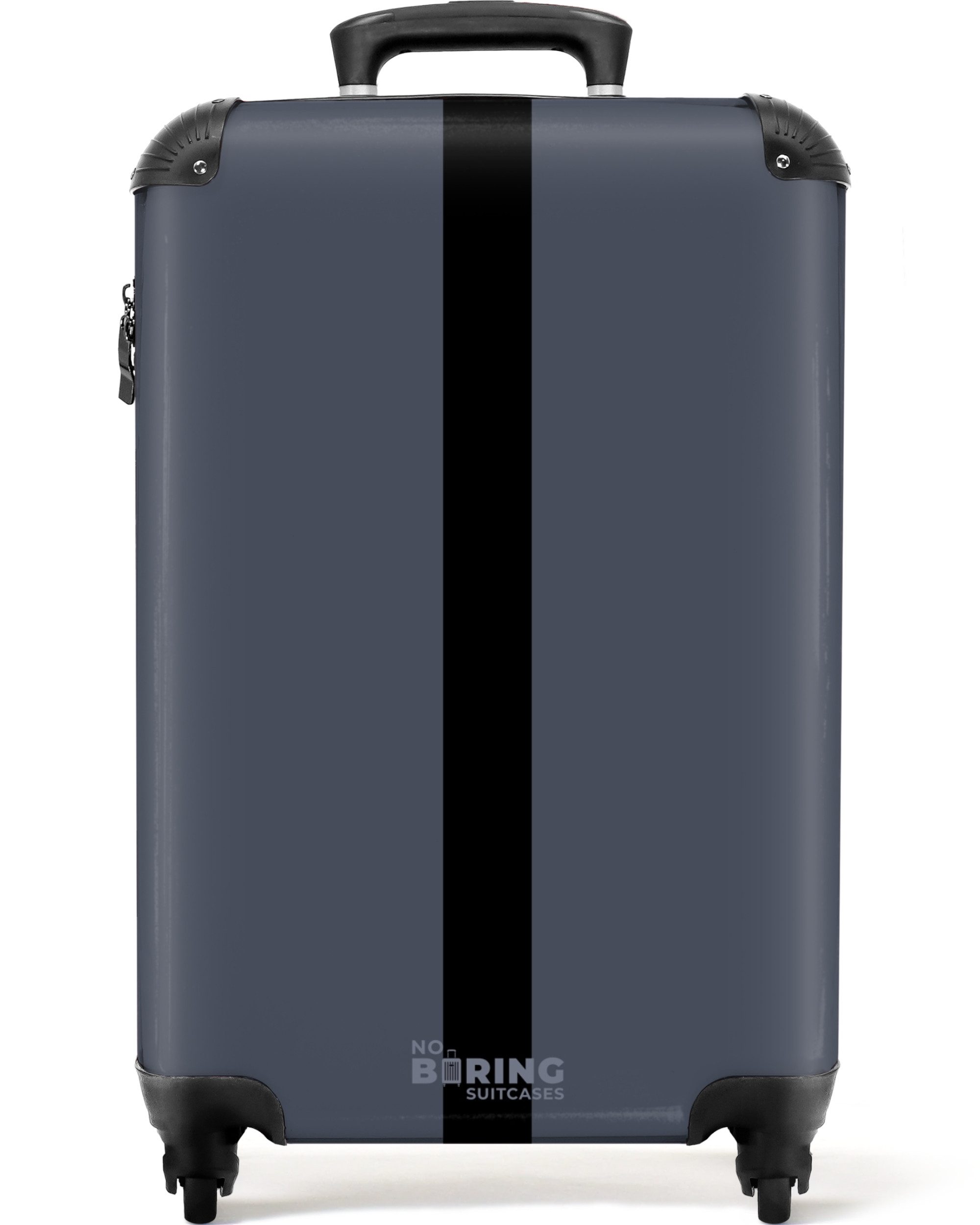 NoBoringSuitcases.com© Hartschalen-Trolley Blau mit schwarzem Streifen günstig online kaufen