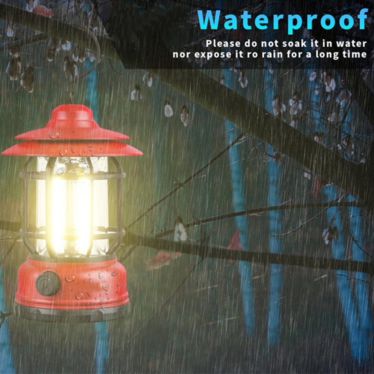 autolock LED Gartenleuchte LED Campinglampe mit Haken Campinglaterne, Stufenlose Dimmbar USB Aufladbar Campingleuchte für Camping