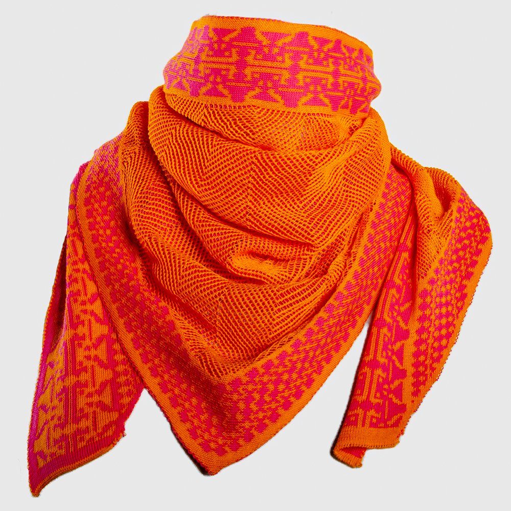 LANARTO slow fashion Halstuch Halstuch Shine zweifarbig aus Bio-Baumwolle Feinstrick made in germany orange_pink