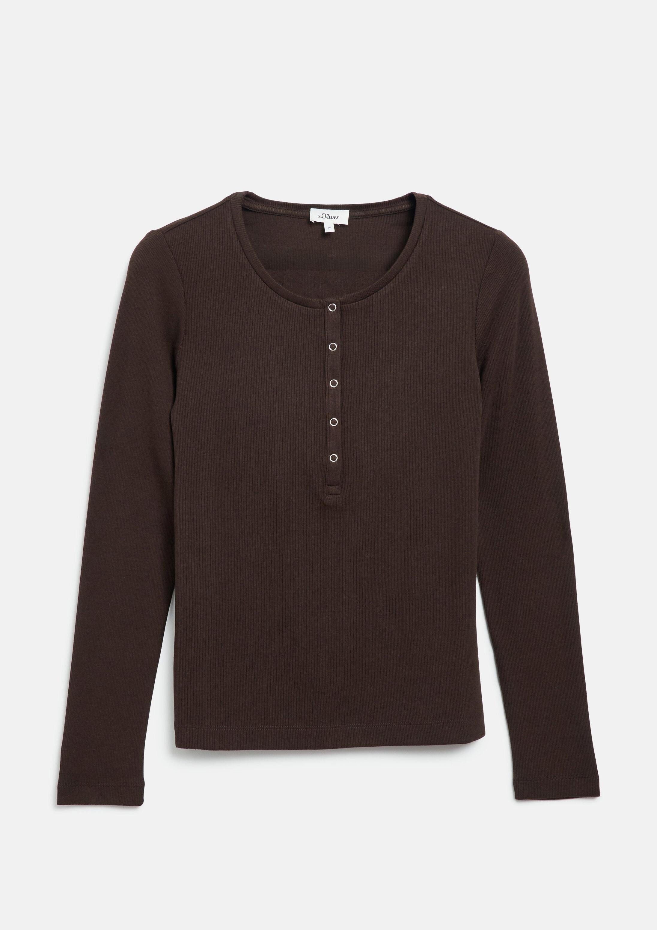 s.Oliver Langarmshirt T-Shirt Ripp-Langarmshirt mit Knopfleiste im Slim Fit