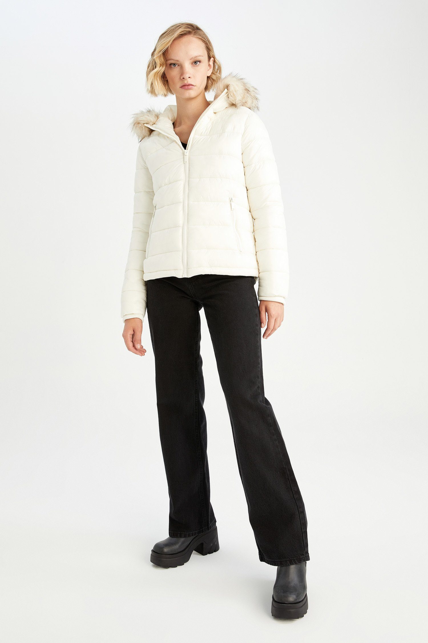 DeFacto Wintermantel Damen Wintermantel FIT REGULAR Vison