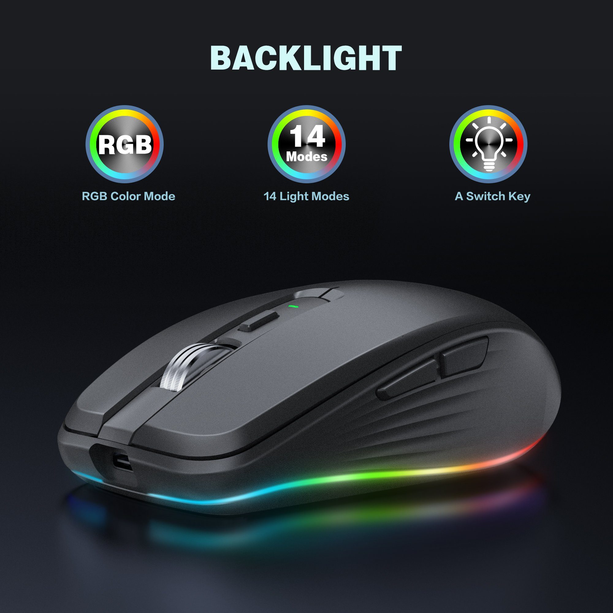 Sross »Kabellose Maus Bluetooth Maus mit LED Beleuchtung(BT5.1+2.4G), 2400  DPI Wireless Mouse, Wiederaufladbare Laptop Funkmaus für PC/Tablet/Laptop«  Gaming-Maus online kaufen | OTTO