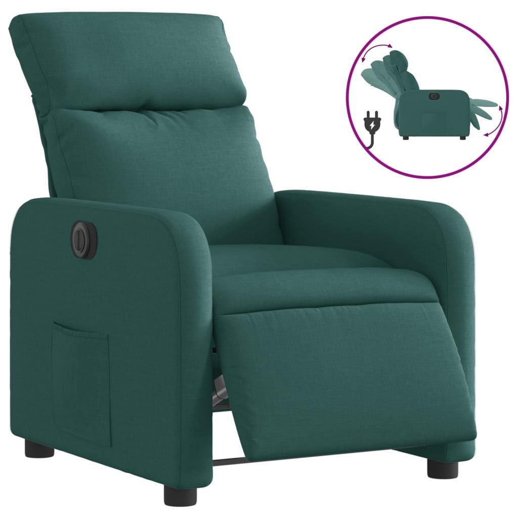 vidaXL Sessel Relaxsessel Elektrisch Dunkelgrün Stoff günstig online kaufen