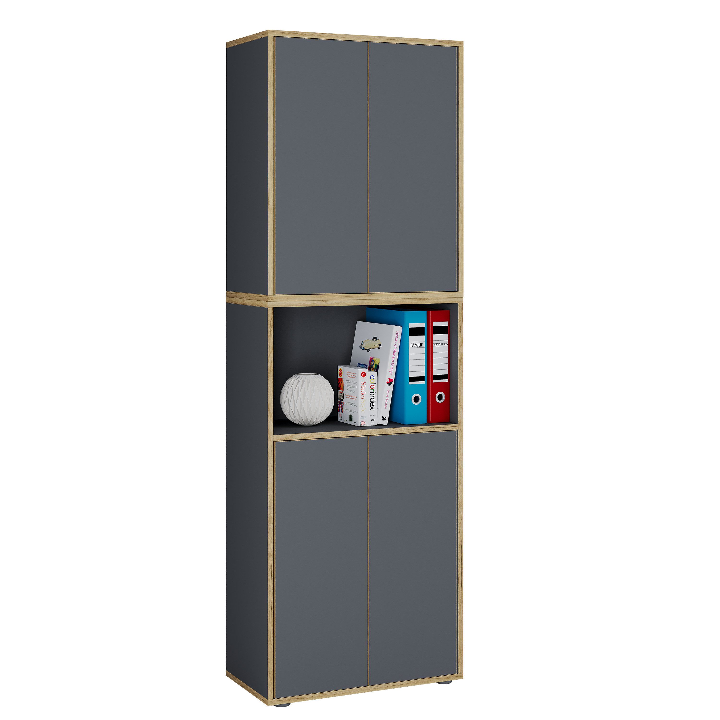 VCM Aktenschrank Salia Aktenschrank B. 60 x T. 33 x H. 183 cm Ordnung für Akten und Ordner, praktisch fürs Homeoffice und Büro