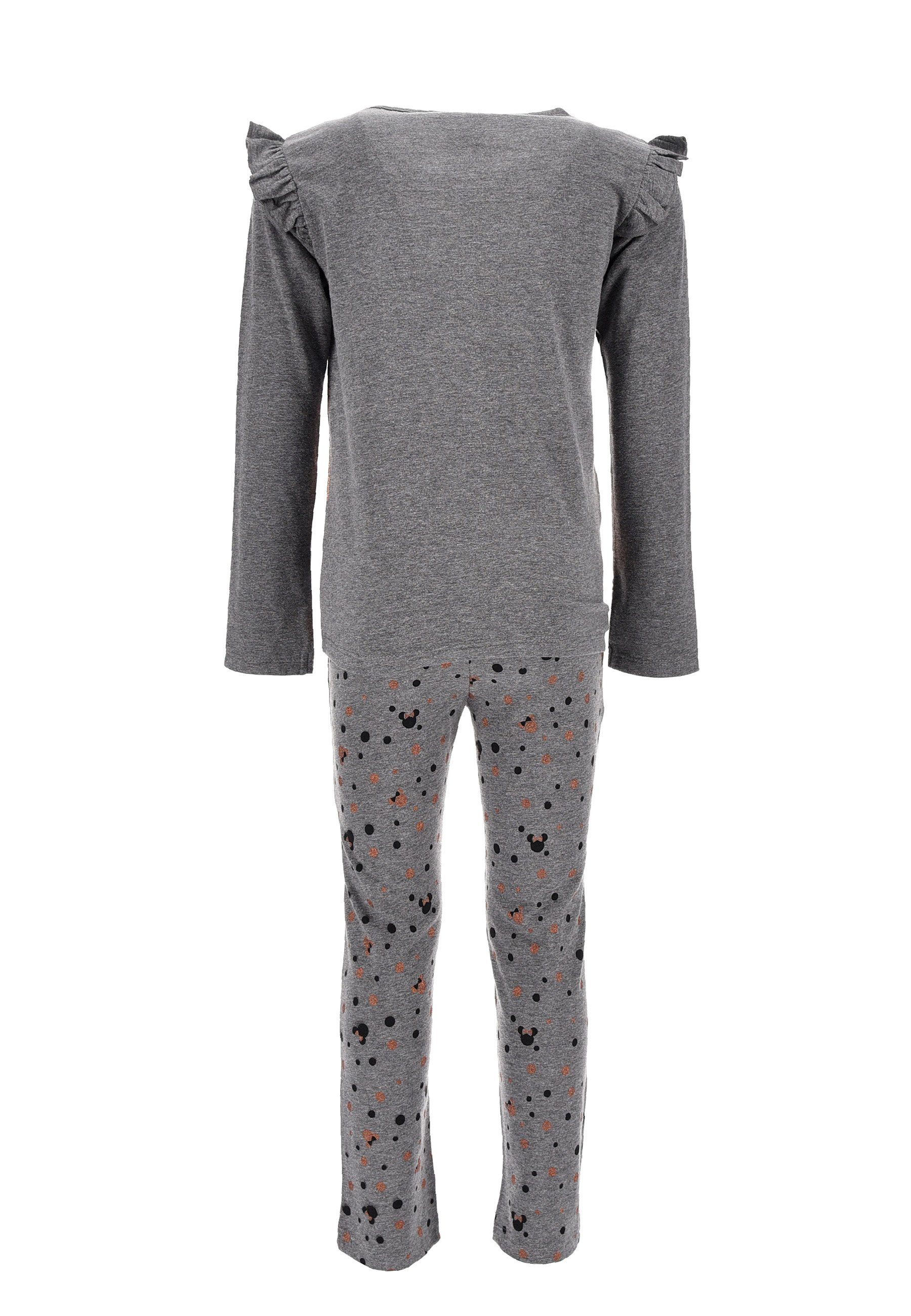 Disney Minnie tlg) Grau Langarm Kinder Shirt + Maus Schlaf-Hose Schlafanzug Mouse (2 Mädchen Pyjama Schlafanzug Mini Kinder