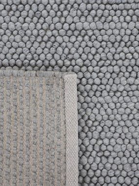 Teppich Calo, carpetfine, rund, Höhe: 16 mm, Handweb Teppich, Uni-Farben, meliert, handgewebt, 70% Wolle