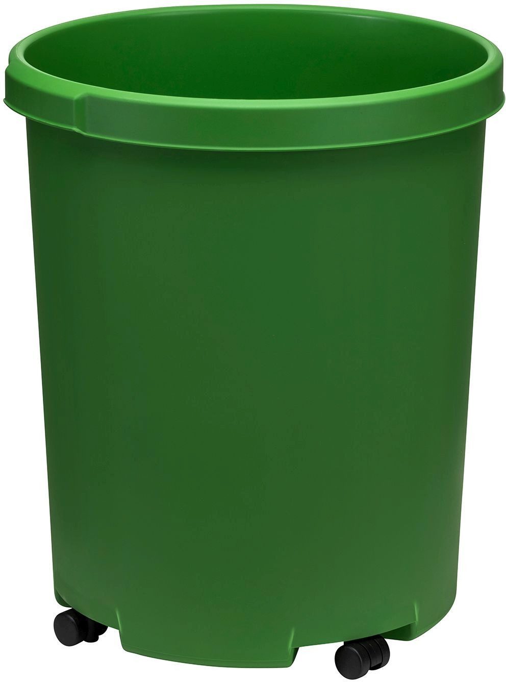 HAN-Bürogeräte Papierkorb Großpapierkorb Mobil XXL mit Griffmulden 50 Liter grün Packung mit 4 S