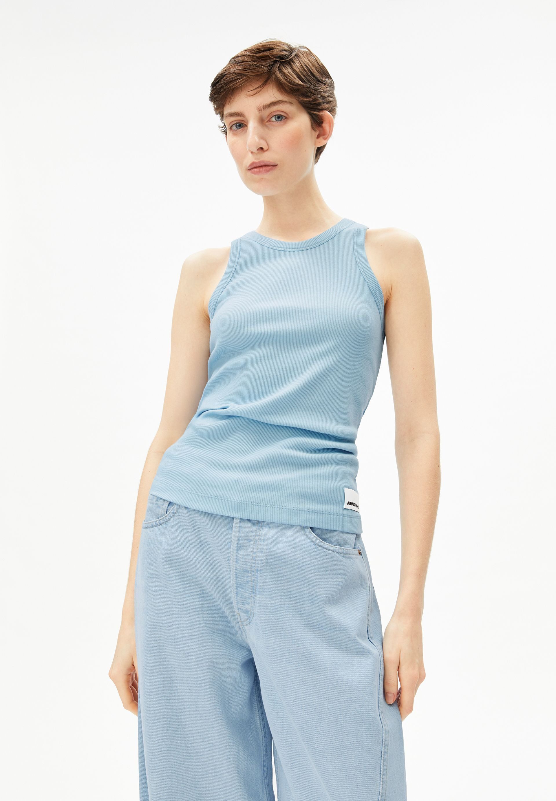 Armedangels Shirttop KANITAA Ripp-Top aus Bio-Baumwoll Mix (Fitted) Rundhalsausschnitt