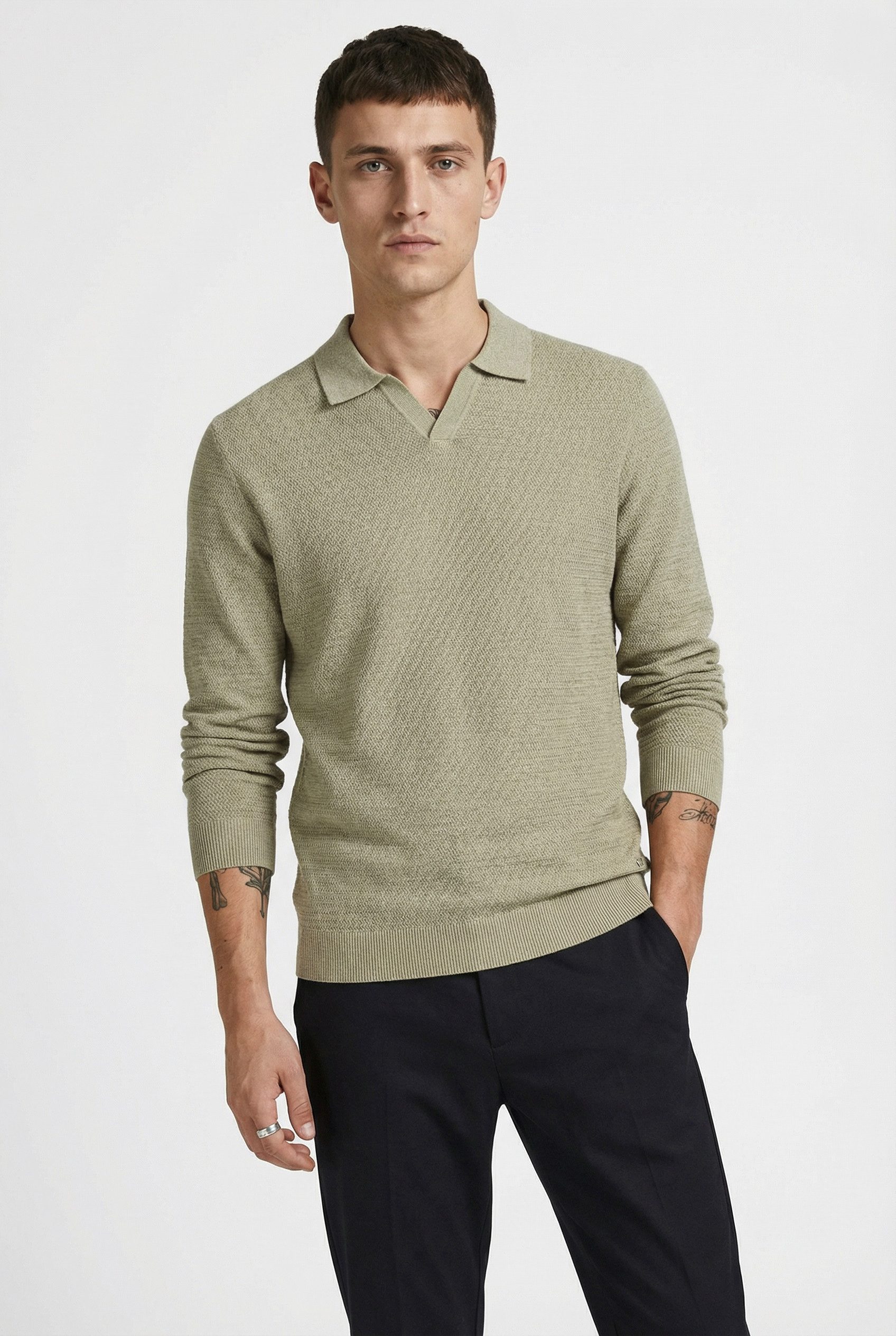 Jack & Jones Polokragenpullover JPRBLURILEY KNIT SPLIT NECK LS SN günstig online kaufen