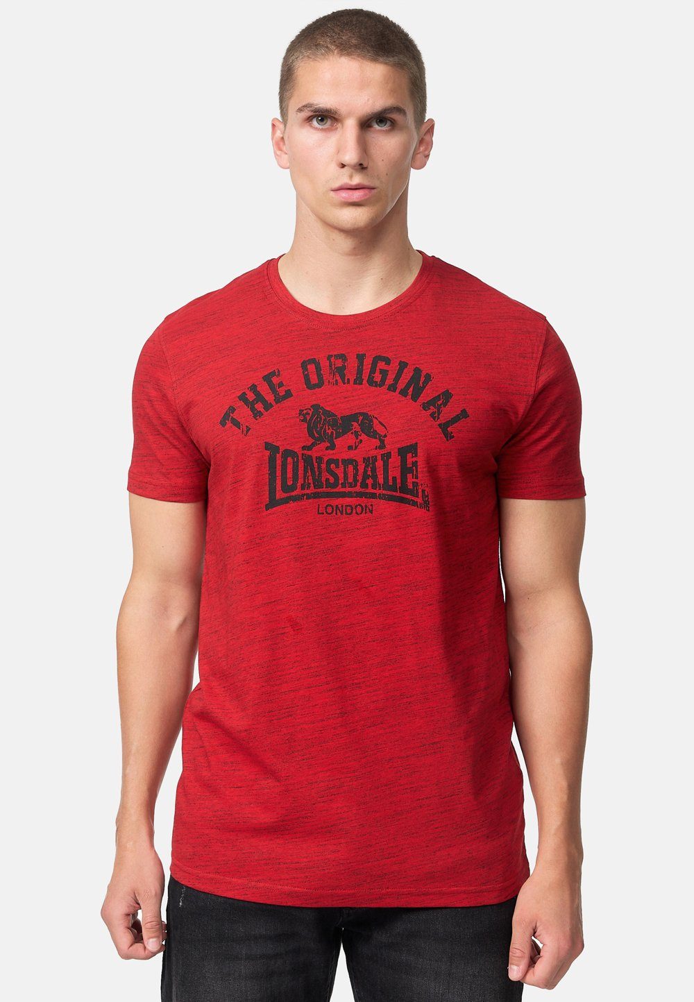 Red/Black T-Shirt Lonsdale ORIGINAL Marl