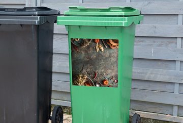 MuchoWow Wandsticker Marmor - Gemüse - Herbst - Kürbis - Rustikal - Kräuter (1 St), Mülleimer-aufkleber, Mülltonne, Sticker, Container, Abfalbehälter