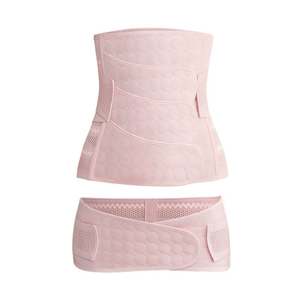 SOTOR Bauchband Schlankheitsgürtel 3 in 1 Postnataler Bauchstützgürtel Recovery Belt (2-teiliges Set) Atmungsaktiver Anzug, unsichtbares Design, Rückenstütze Rosa