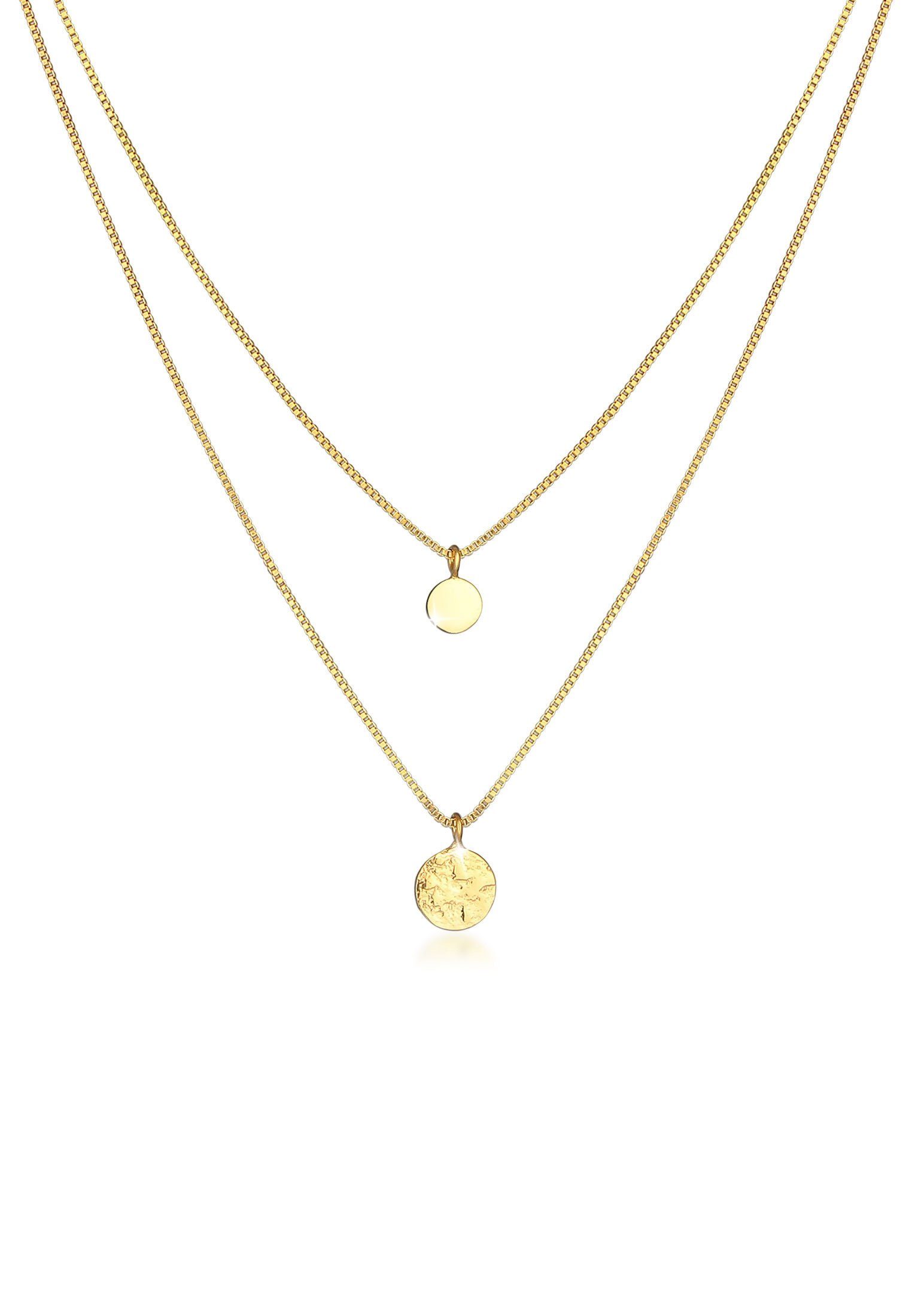 Elli Gliederkette 2-lagig Layer Coin Plättchen günstig online kaufen