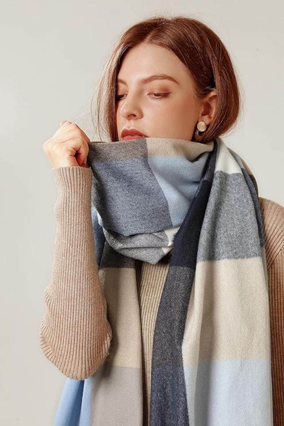 Coonoor Modeschal Karierter Damen Schal mit Fransen, im Oversize Look,für H günstig online kaufen