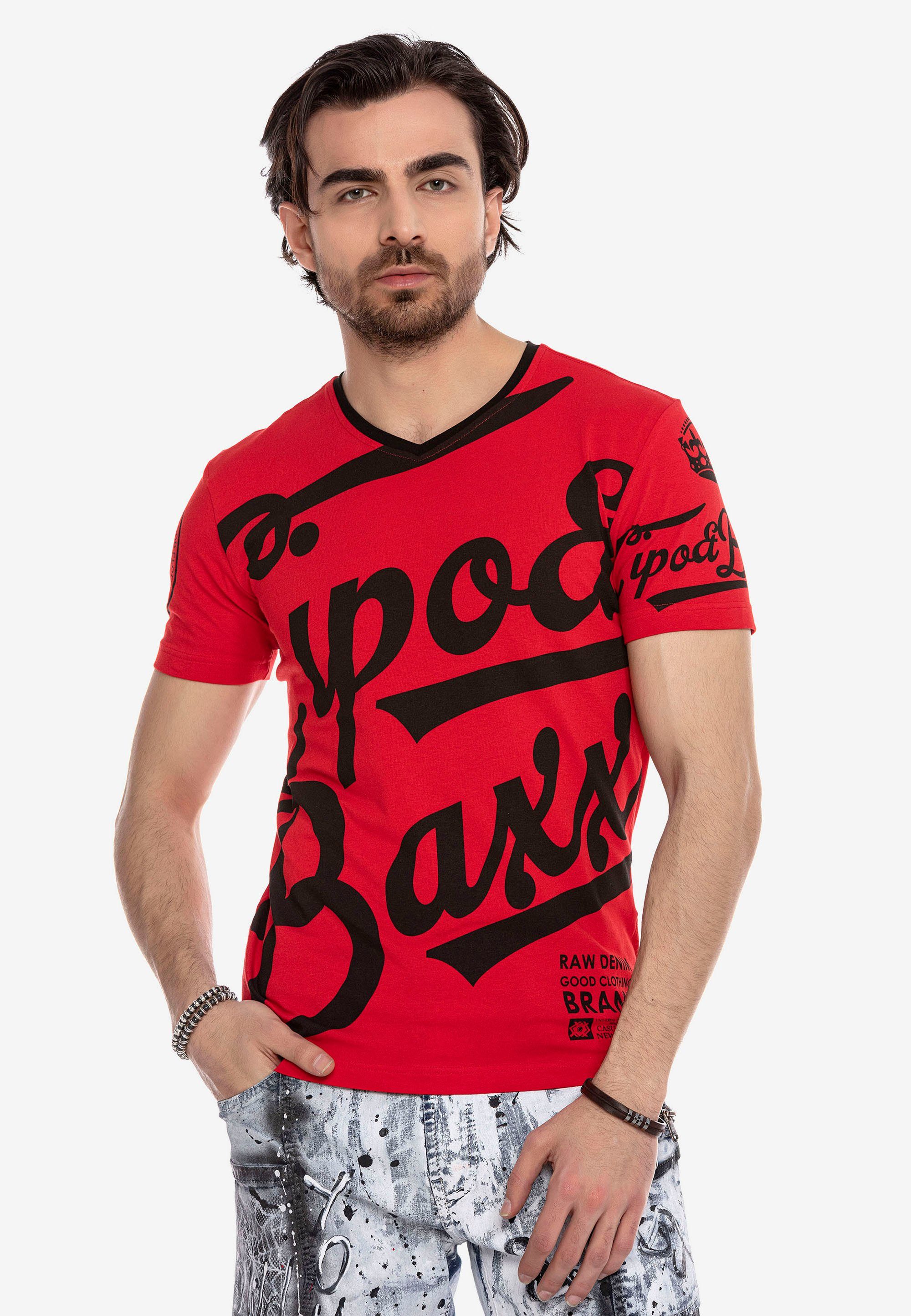 Cipo & Baxx T-Shirt CT635 mit coolem Marken-Frontprint rot