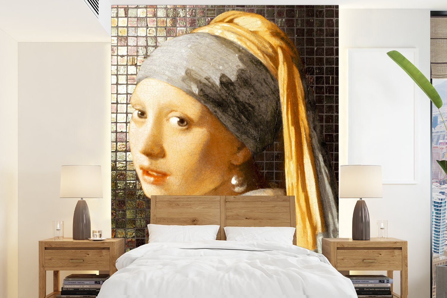 MuchoWow Fototapete Das Mädchen mit dem Perlenohrring - Gemälde - Vermeer, Matt, bedruckt, (4 St), Montagefertig Vinyl Tapete für Wohnzimmer, Wandtapete
