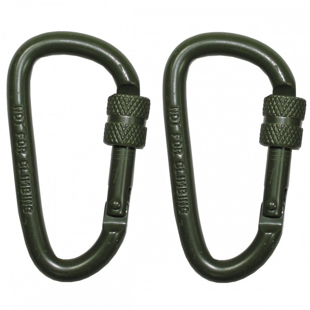MFH Karabiner karabiner, Schraubverschluss, 6 mm x 6 cm, 2er Pack Karabiner