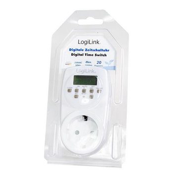 LogiLink Zeitschaltuhr ET0007, digital, LCD Display, 24/7, individuell programmierbar, Weiß