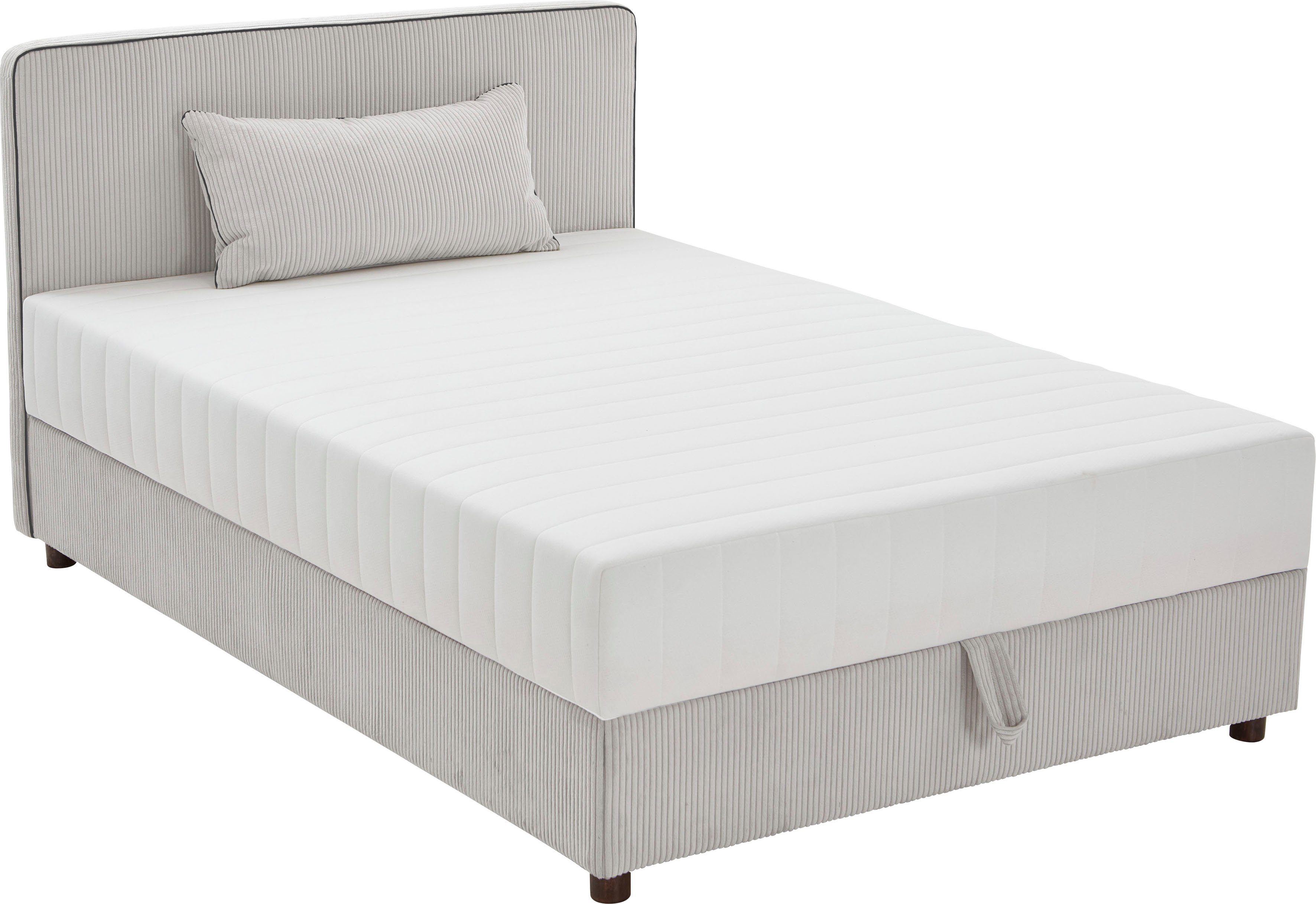 ATLANTIC home collection Bett Corinna, Boxbett inkl. Stauraum, Cord, erhältlich in unterschiedlichen Breiten