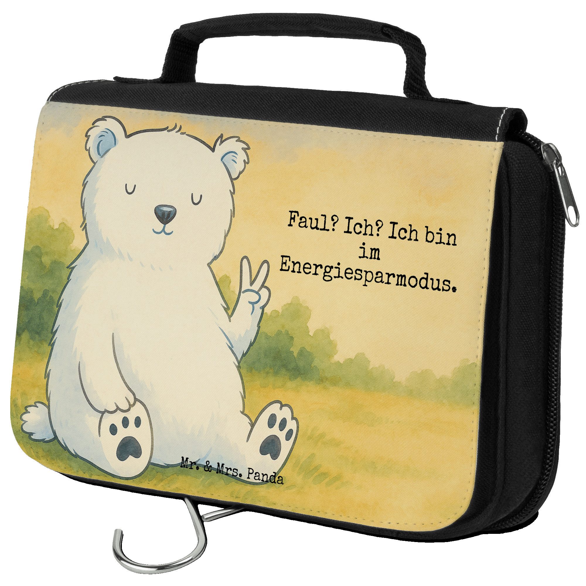 Kulturbeutel Eisbär Faul Design, Kulturbeutel, Weiß, kulturtäschchen, Bär, Nordpol