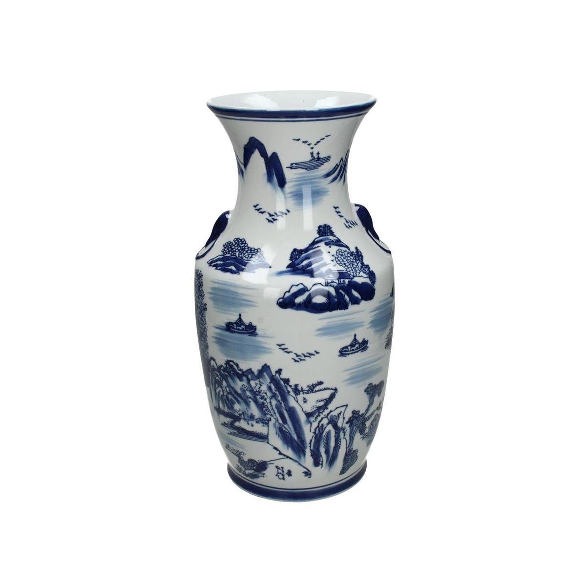 Set, Engelnburg 18,5x18,5x36cm Set) Dekovase Porzellan Engelnburg Blumenvase 1er Blau Hochwertige Vase (kein