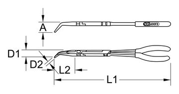 KS Tools Greifzange, Doppelgelenk-Flachrundzange, 45° gebogen, XL