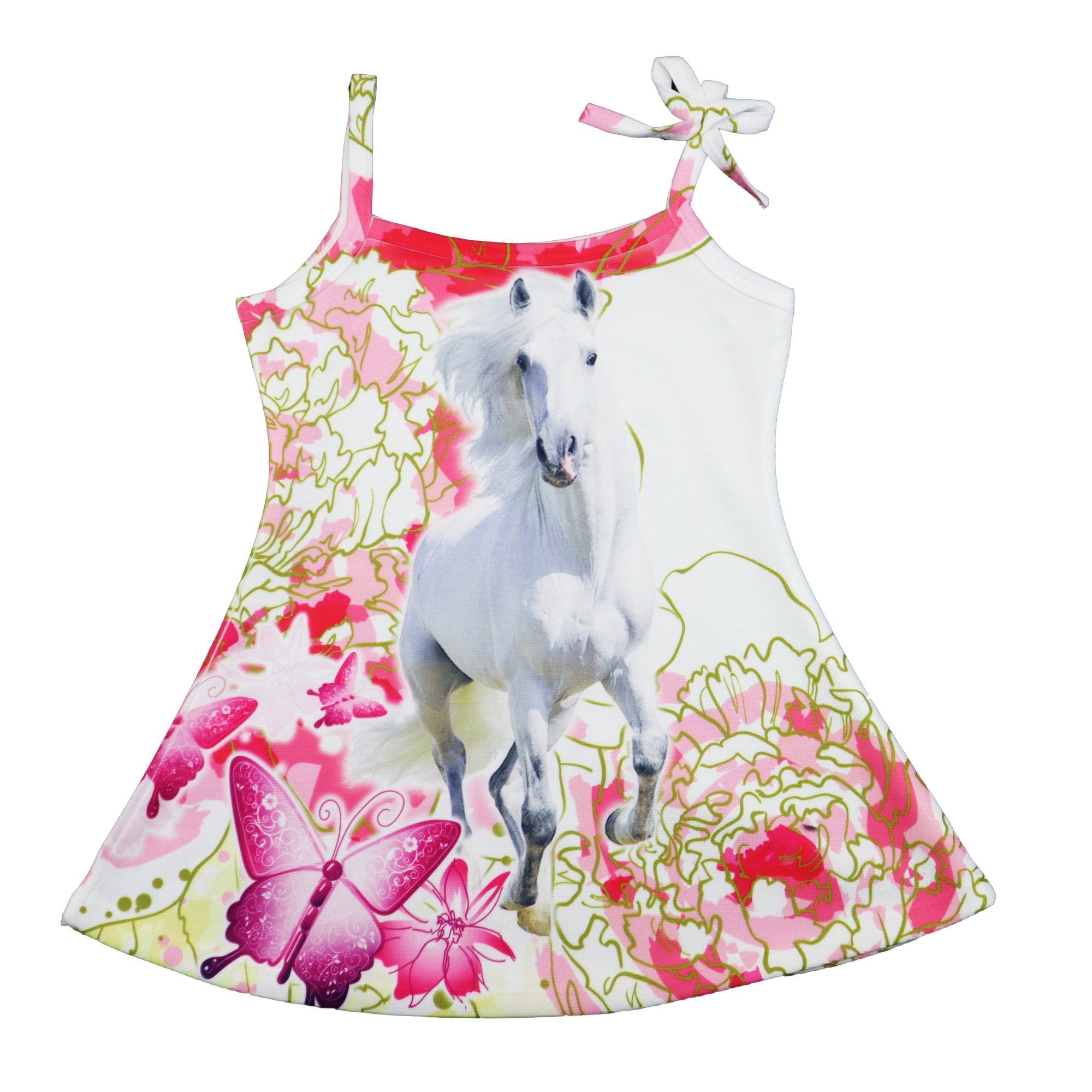 WS-Trend Sommerkleid White Horse Kinder Mädchen Kleid Gr. 104 bis 152