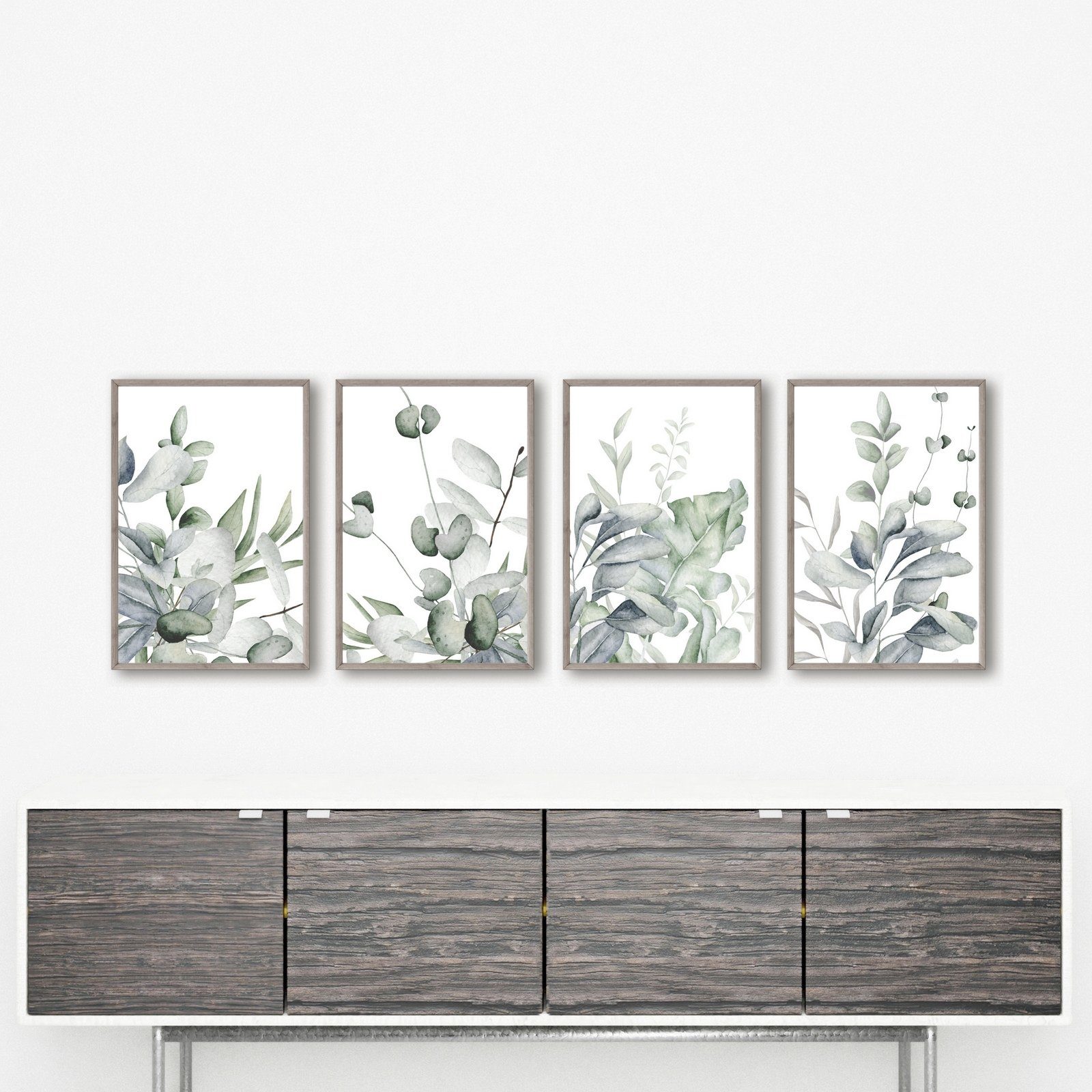 homestyle-accessoires Poster Bilderset GREENERYS GRÜNE PFLANZEN AQUARELLE PASTELL 4er, - Ohne Bilderrahmen - sorgfältige & sichere Verpackung