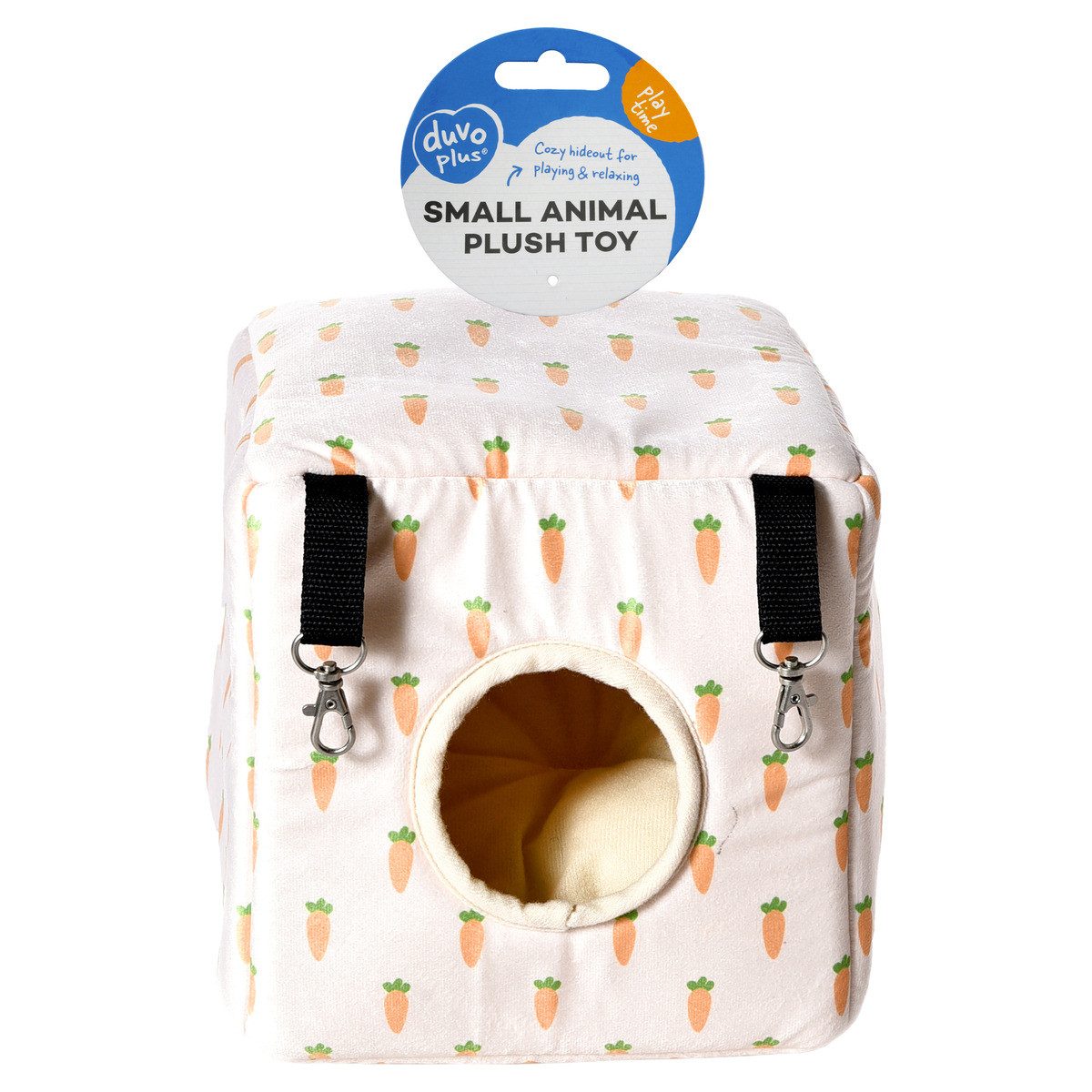 DUVO+ Nagerhaus Hängehaus Cube Carrot aus Plüsch weiß