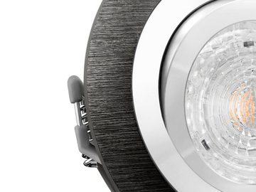 SSC-LUXon LED Einbaustrahler RF-2 LED-Einbaustrahler Leuchte rund Alu schwarz gebuerstet, 4,9W, Neutralweiß