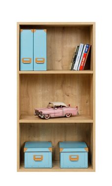 Furni24 Bücherregal Bücherregal mit 3 Fächern, Saphir Eiche Dekor, 30x24x80 cm