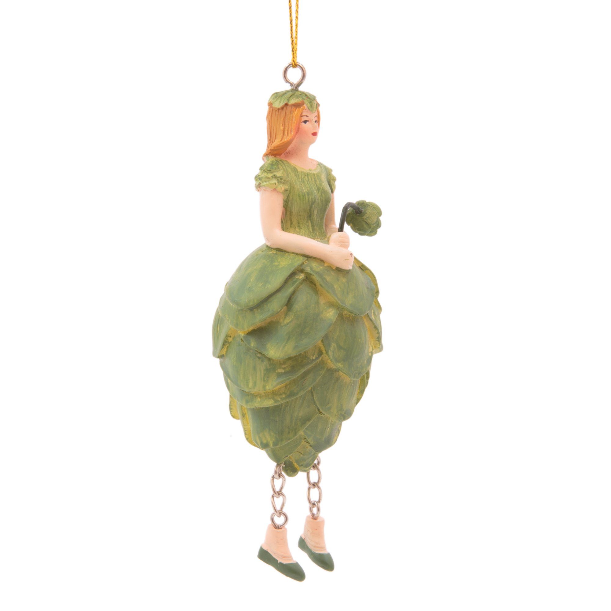 ROSEMARIE SCHULZ Heidelberg Dekofigur Blumenmädchen Hopfen Dekohänger Kunstblume Deko, Handbemalte Figur aus Polyresin