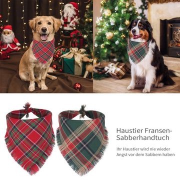 MAGICSHE Hunde-Halsband Weihnachten Tier-Halstuch mit Quaste Tartan Rand