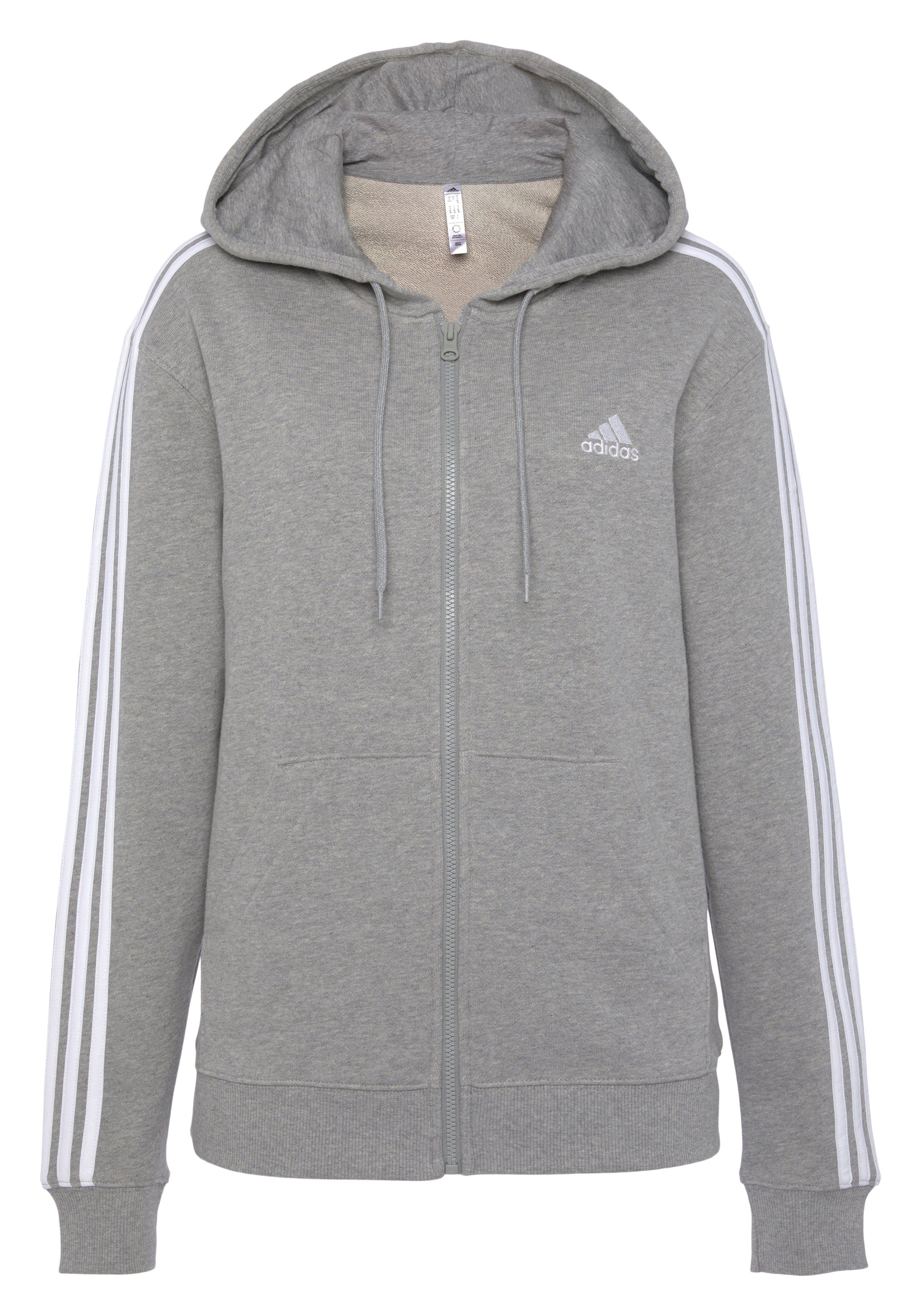 adidas Sportswear TERRY REGULAR Kapuzensweatshirt 3STREIFEN FRENCH KAPUZENJACKE ESSENTIALS MGREYH/WHITE (1-tlg)