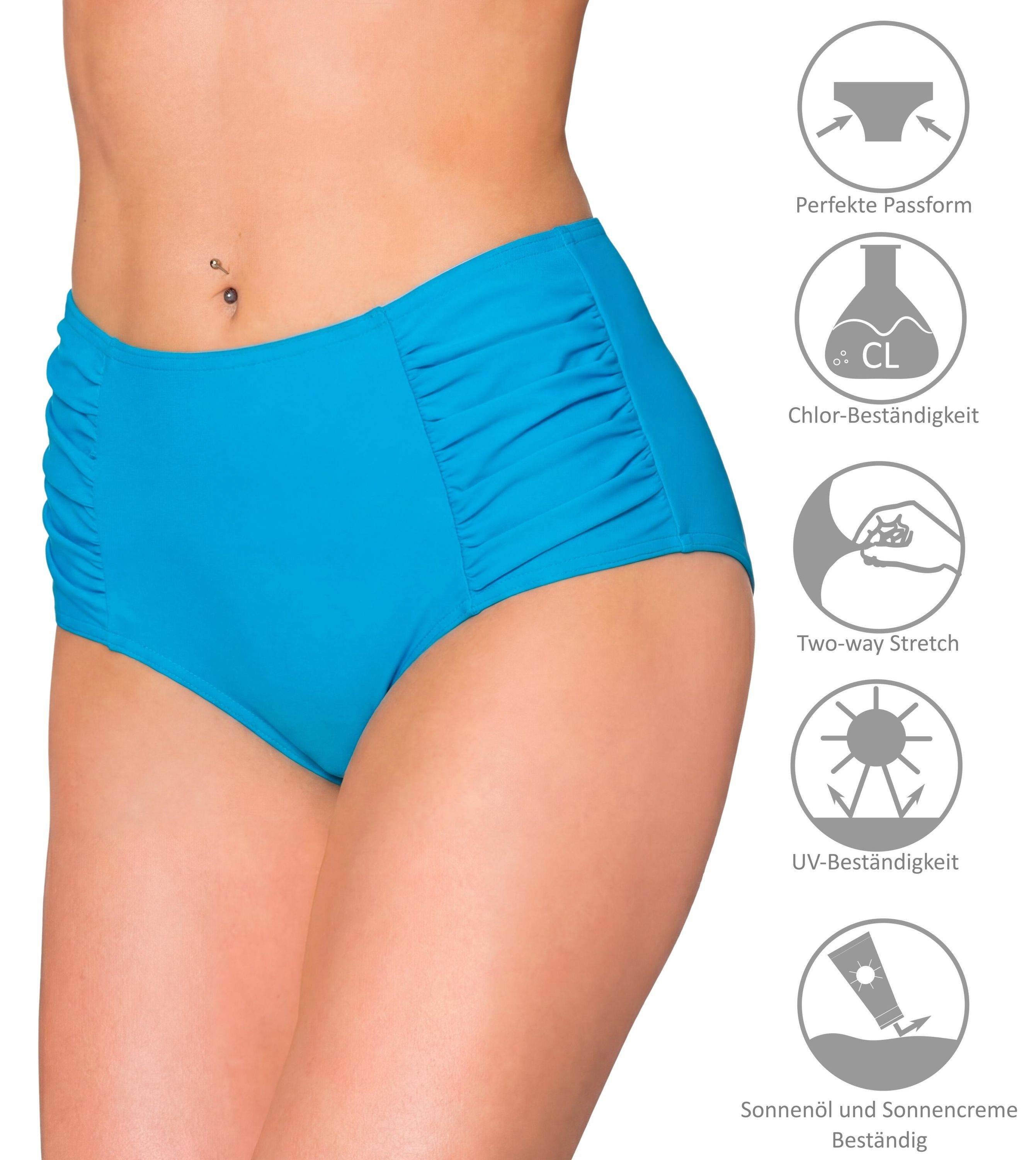 Aquarti Bikini-Hose Aquarti Damen Bikinihose mit Hoher Taille und Raffung – Bild 5 von 5