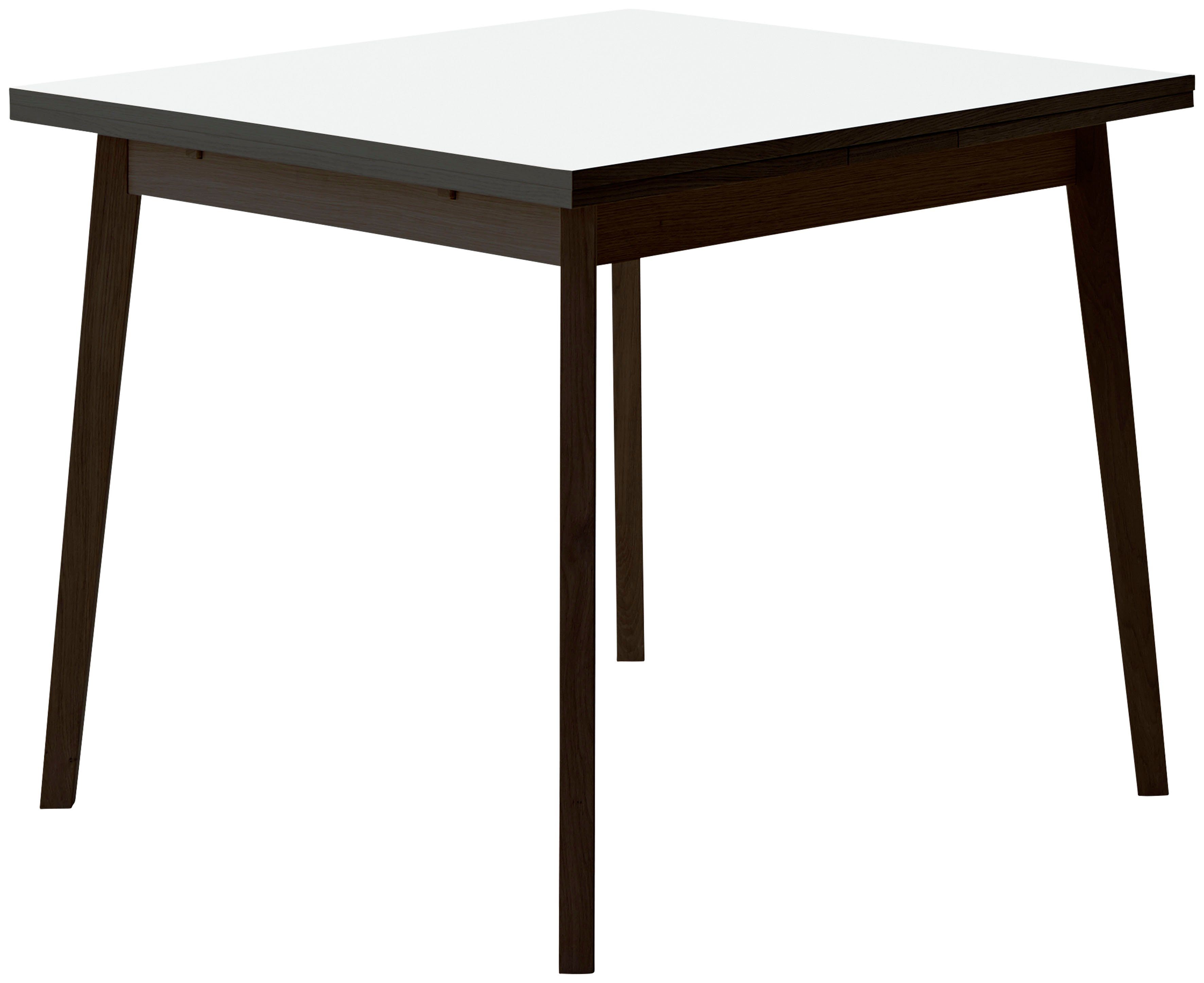 aus Schwarz/Weiß Single, Melamin, aus Tischplatte Gestell 90(164)x90 Massivholz cm, Furniture by Hammel Basic Hammel Esstisch
