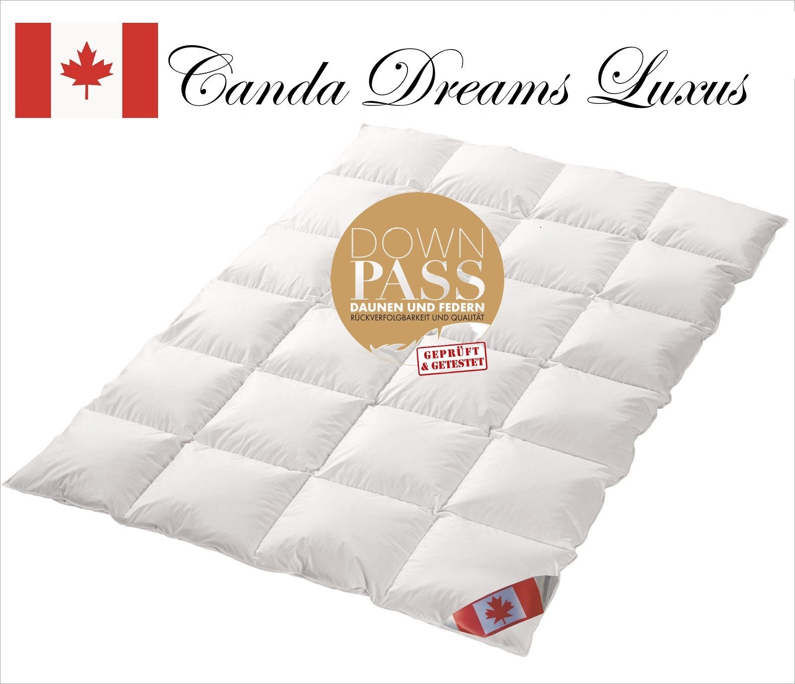 Canada Daunenbettdecke Canada Dreams Luxus Ganzjahres Daunendecke Wärmegrad 3, Füllung: 90% Daunen/10% Kleinstfedern Klasse 1, Bezug: 100% Baumwolle, Qualität Klasse 1, Lieferung direkt vom Bettenfachgeschäft