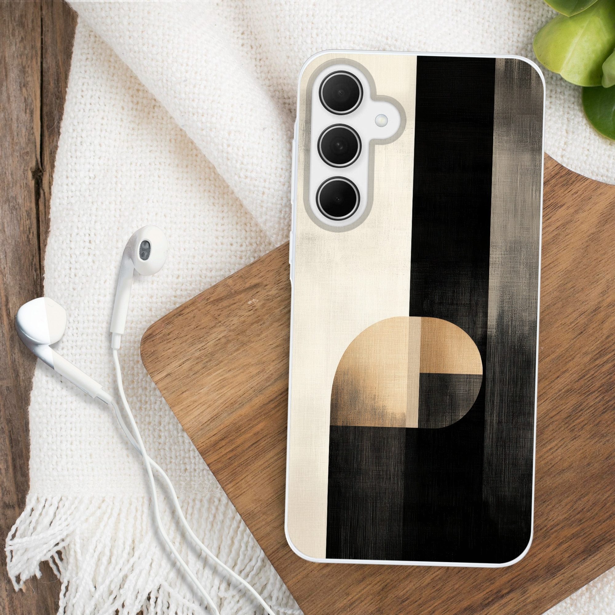 MuchoWow Handyhülle für Samsung Galaxy A35 5G Formen - Modern - Schwarz, Smartphone-Bumper, Print, Handy Schutzhülle Dünn