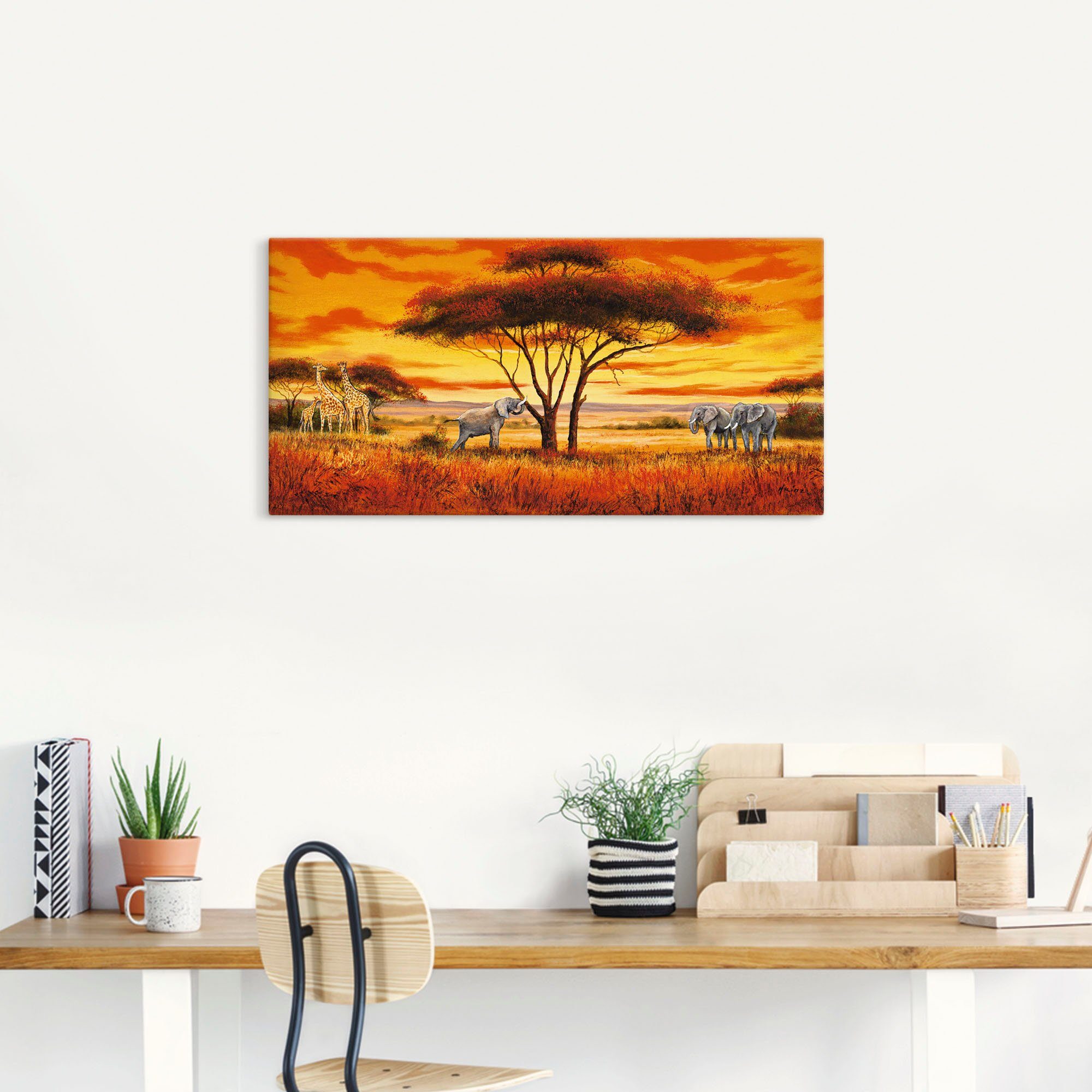 Artland Leinwandbild Afrikanische Landschaft II, Afrika (1 St), auf Holzrah günstig online kaufen