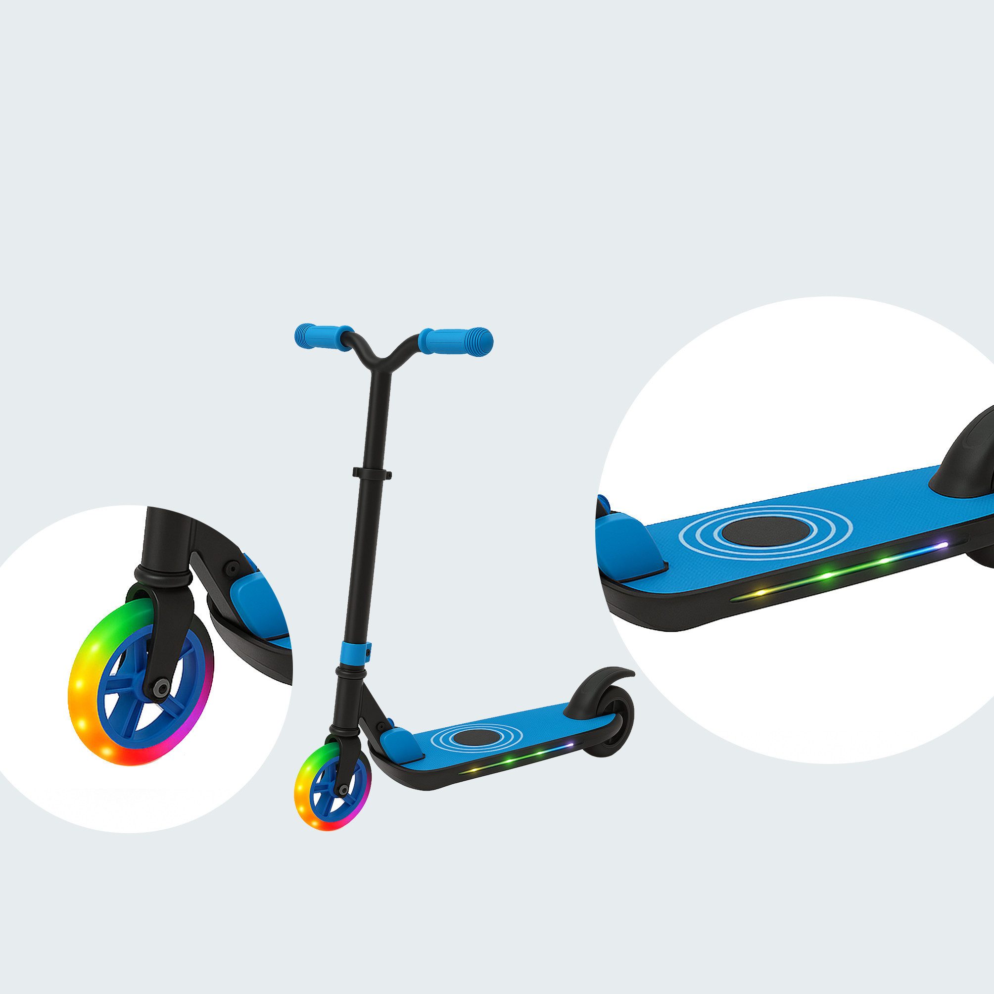 Denver E-Scooter SCK-5500BU, 10 km/h, klappbar, Trittbrett-„Speeder“ zum Beschleunigen, LED-Vorderrad