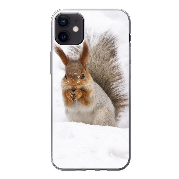 MuchoWow Handyhülle Eichhörnchen - Tier - Schnee Handyhülle Apple iPhone 12 Mini Smartphone-Bumper Print Handy