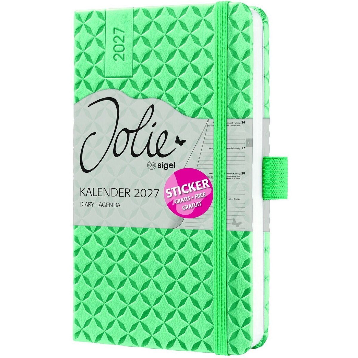 Sigel Taschenkalender Wochenkalender Jolie 2027 Hardcover ca. A6 Mint Green 174 Seiten