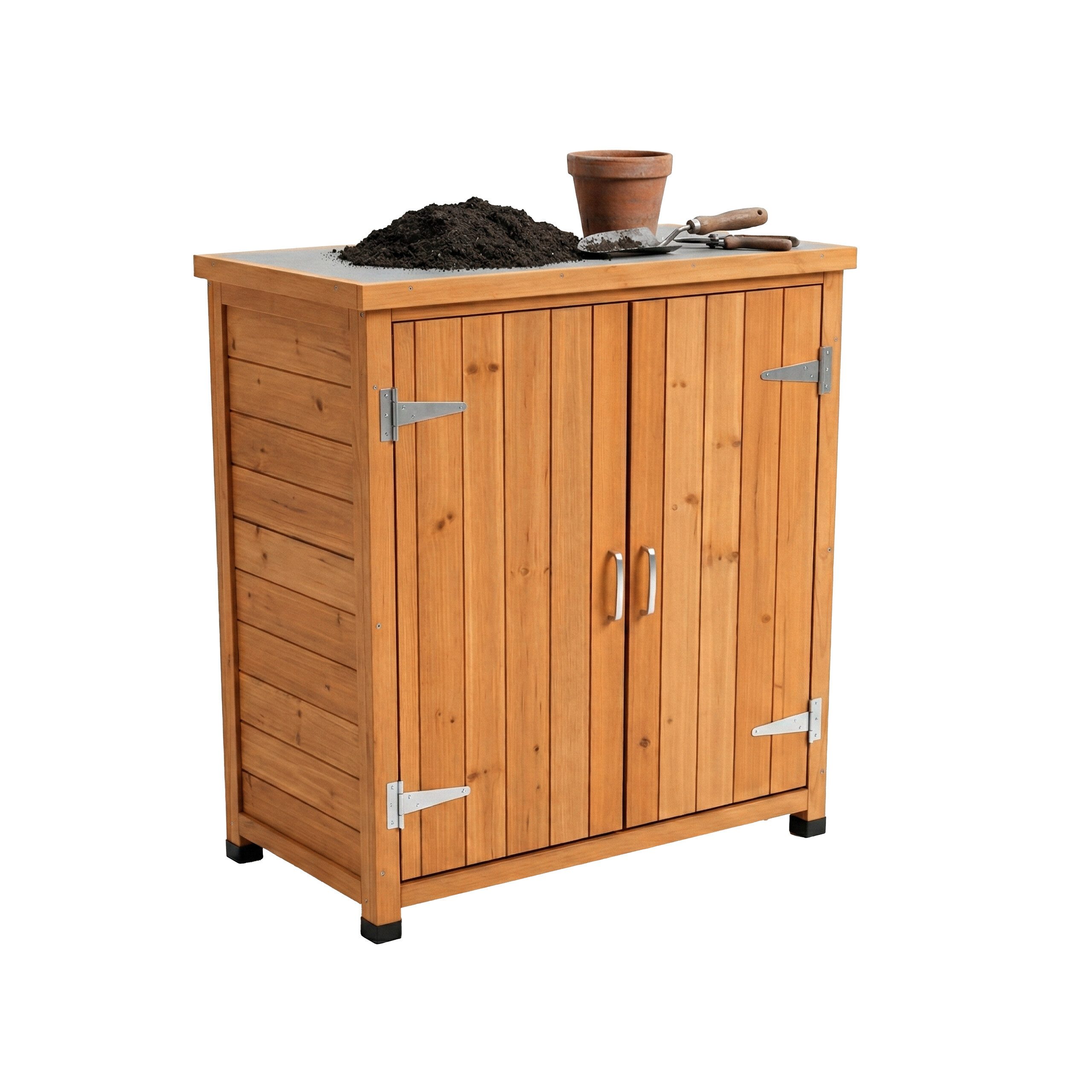 relaxdays Pflanztisch mit Unterschrank (1-St), orange