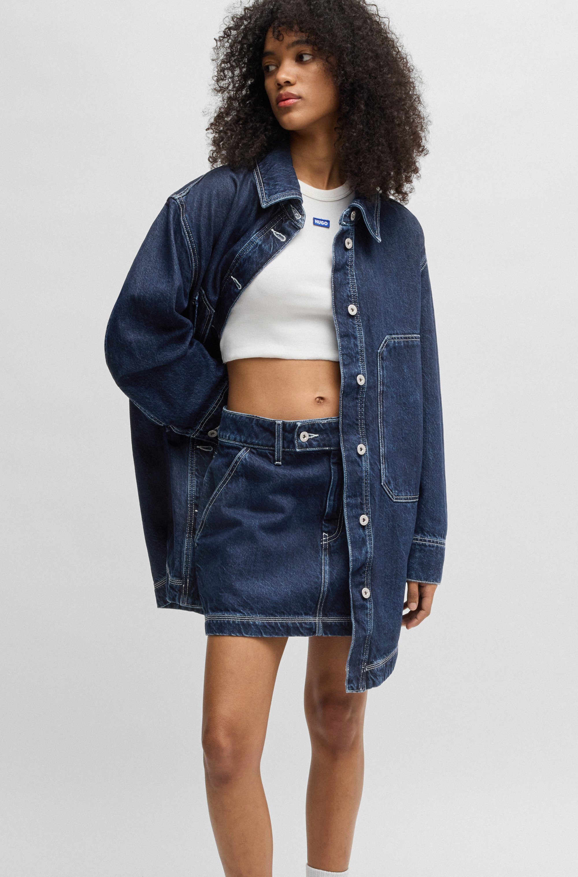 HUGO Blue Jeansjacke Galane mit kontrastfarbenen günstig online kaufen