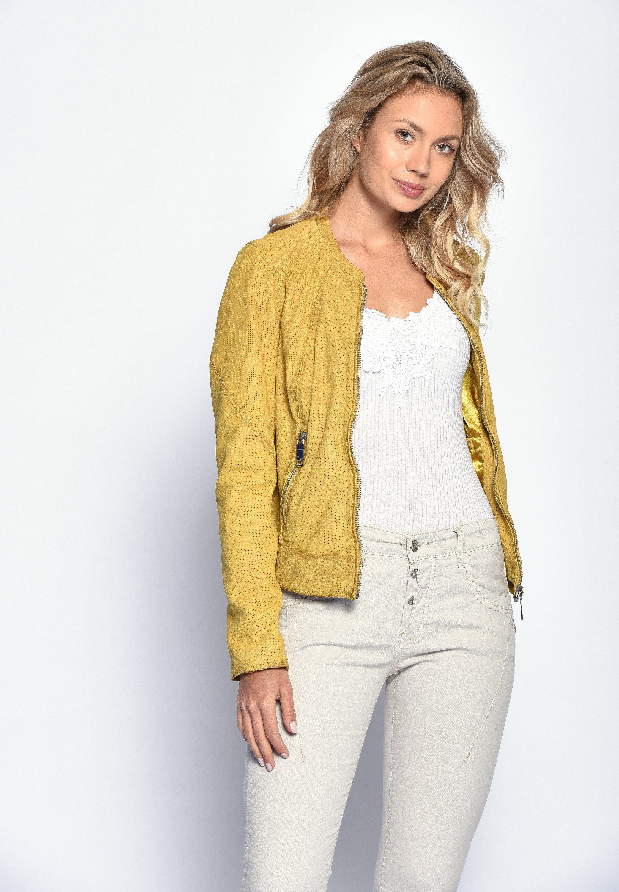 Günstig online einkaufen Maze Lederjacke Mabel yellow