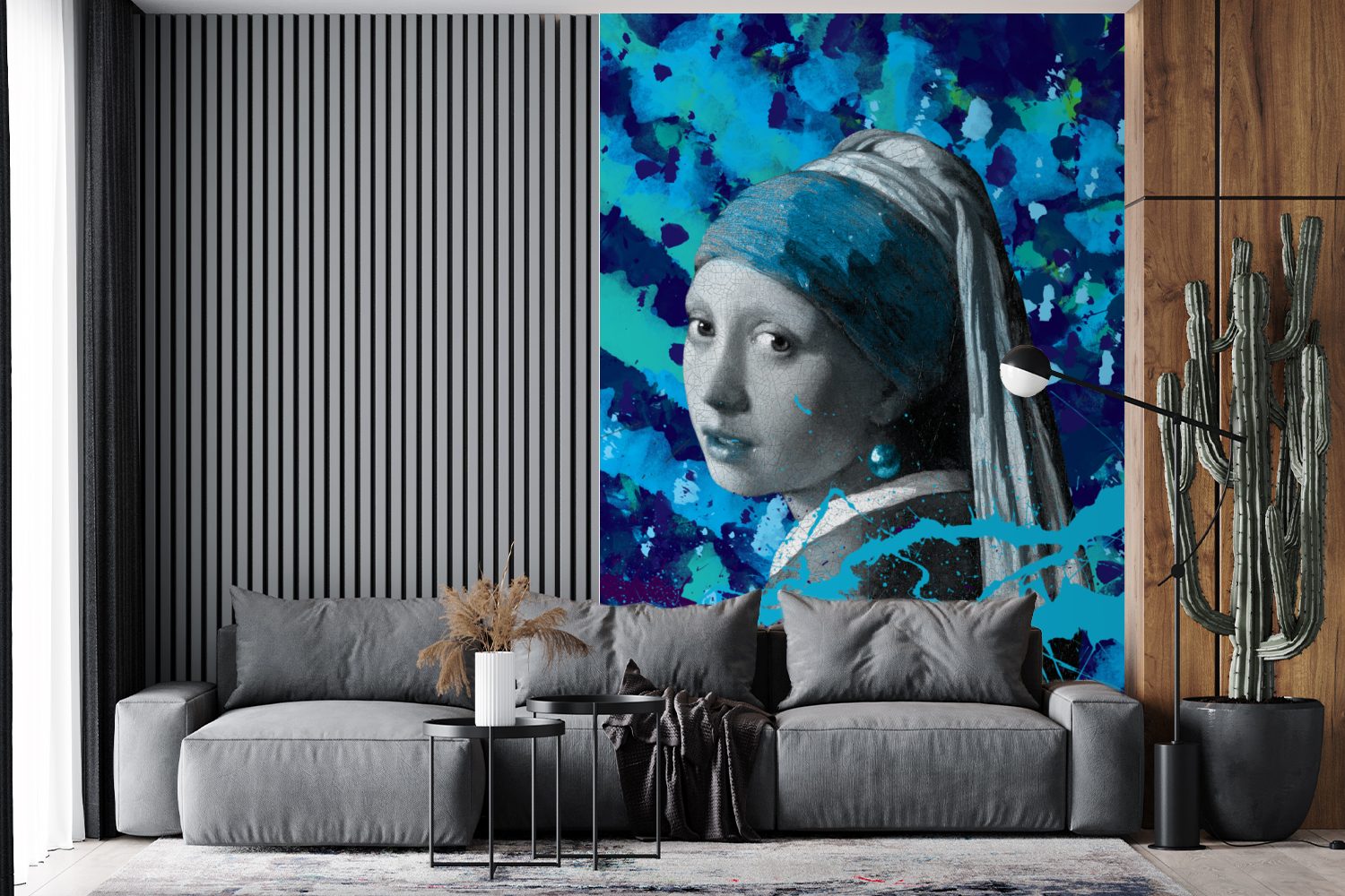 Johannes - (3 bedruckt, mit einem für Tapete Wandtapete Mädchen - Perlenohrring Blau, Vinyl Montagefertig Wohnzimmer, Fototapete Vermeer MuchoWow Matt, St),