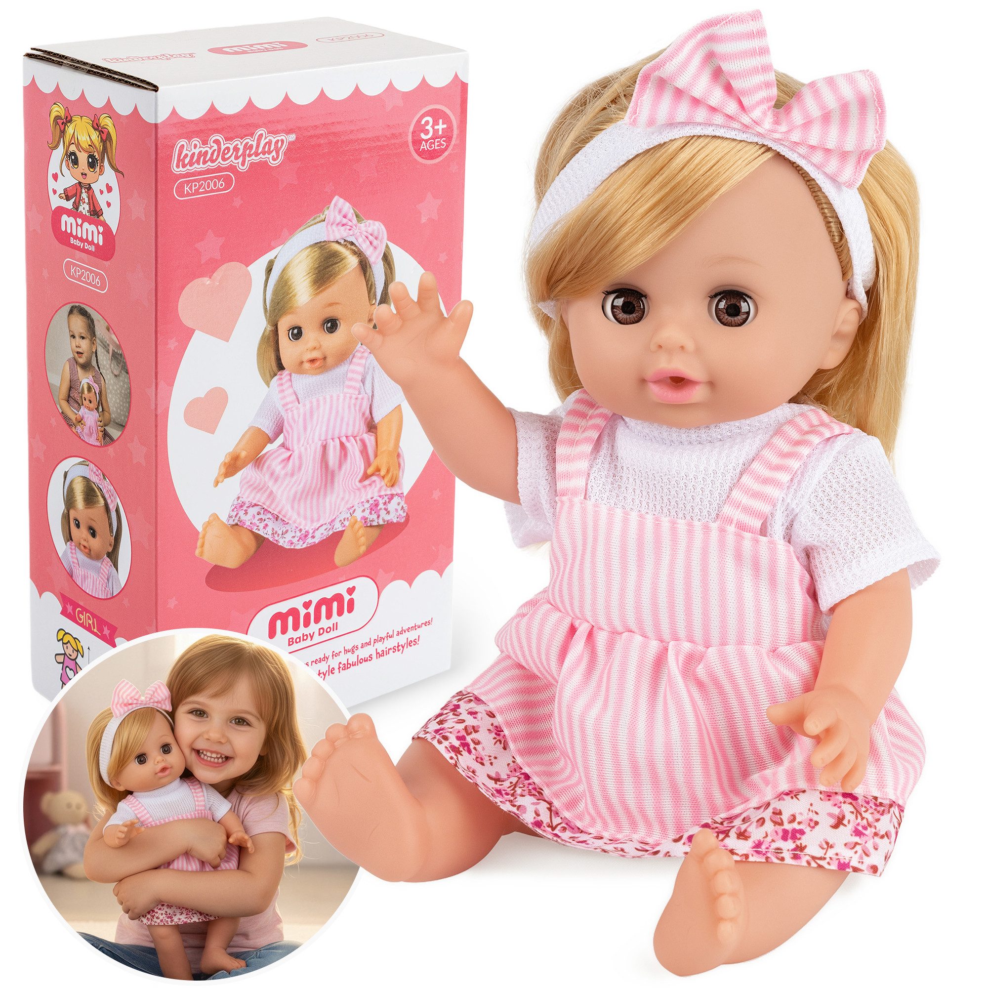 Kinderplay Dolls & Strollers Babypuppe Puppe MiMi 30 cm – sprechendes Baby – Rollenspielspaß für Kinder