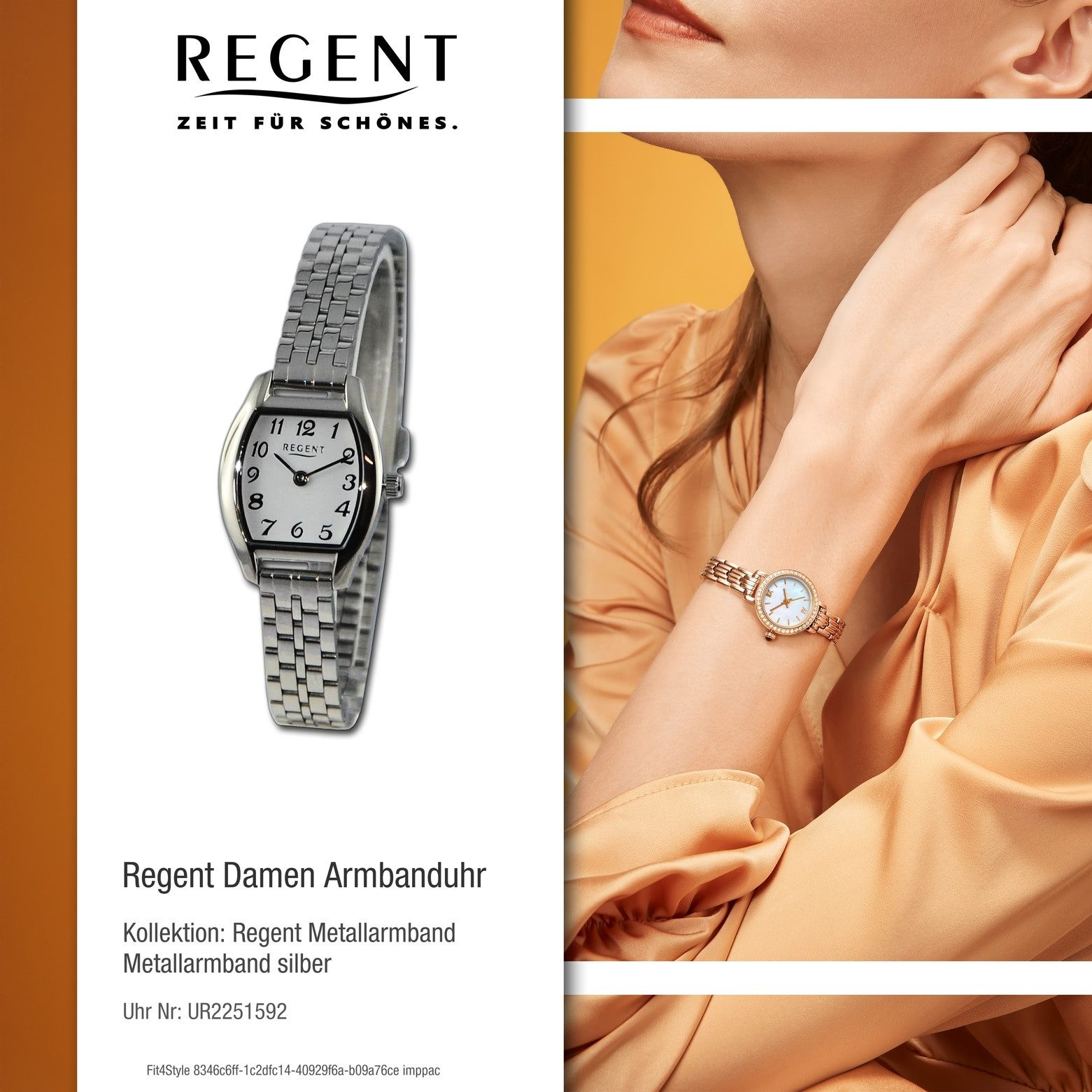 Regent Quarzuhr Regent Damen Armbanduhr Analog, (Analoguhr), Damen Armbanduhr rund, extra groß (ca. 22x30mm), Metallarmband