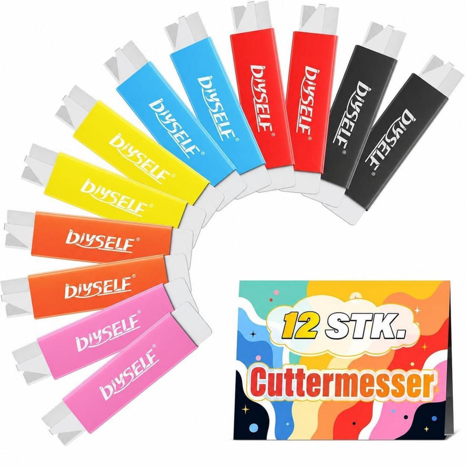 LuxusKollektion Cuttermesser Mini Cuttermesser Set 12er, farbig