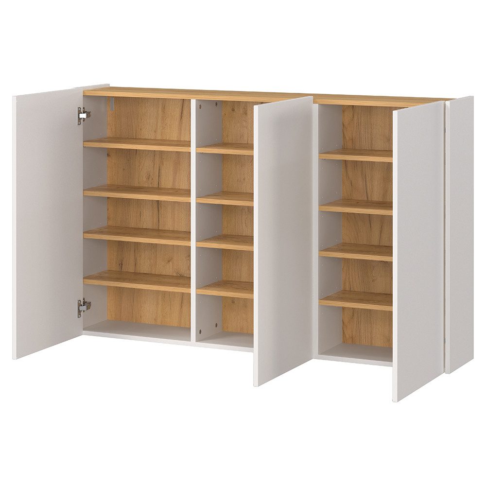 Lomadox Schuhschrank LAPUA-01 in Kaschmir und Eiche, 3-türig, ideal für schmale Flure
